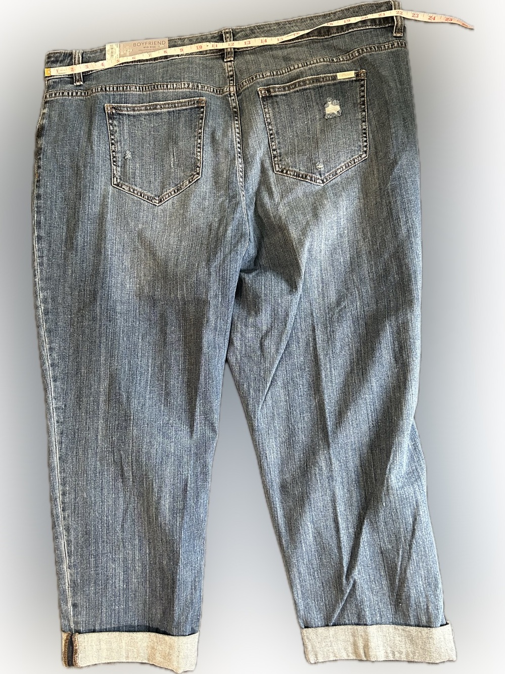 Jennifer Lopez Distressed Boyfriend Jeans in Medium Blue - Picture 3 of 6